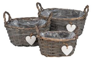 Ovális Antone hasított fa ültetőtál szett szível szürke 27x19x13/19cm S3