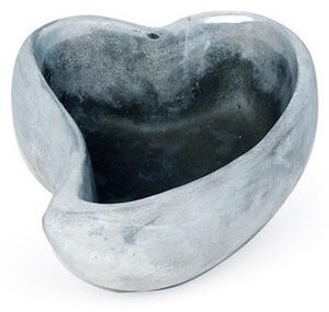 Szív alakú cement tál szürke 16,5x14x6,5cm