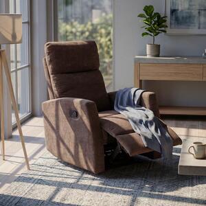 Fekvőfotel, relax fotelágy dönthető háttámlával, lábtartóval barna zsenília szövet (JN-R8120A51) DARK BROWN)