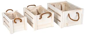 Szögletes Fa Láda Szett Fehér 27,5x17,5x14-38x27,5x18cm S/3