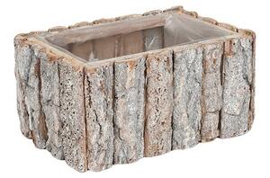 Szögletes fakéreg tál antikolt szürke 24x16x12cm