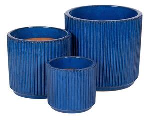 Soren Cylinder kerámia növénytartó szett királykék 22x20,5-38x35cm S3