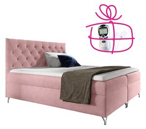 KONDELA Boxspring ágy, 120x200, rózsaszín Velvet szövet, GULIETTE + ajándék