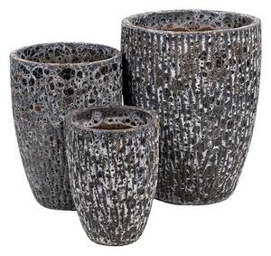 Brisbane Vase kerámia növénytartó szett antik savmaratott szürke 26x34-43x55cm S/3