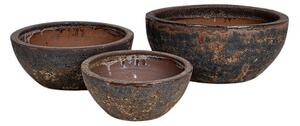 Brisbane Greta kerámia ültetőtál szett savmaratott barna 36x15-56x23cm