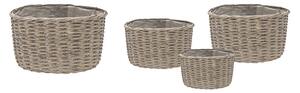 Senegal ovális hasított vessző ültetőláda szett szürke 20x14x14-40x30x23cm S/4