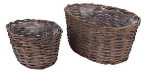 Ovális hasított vessző tál szett szürke 27,5x19x13,5cm S/2