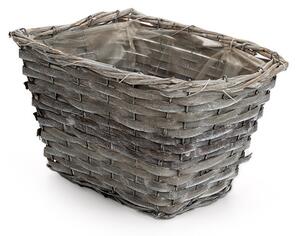 Szögletes hasított fa ültetőtál szürke 27,5x20,5x17cm
