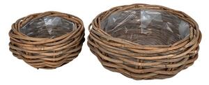 Rattan ültetőtál szett barna 60x24cm S/2