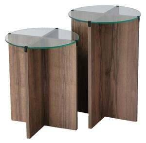 Hanah Home Egymásba illeszthető asztal (2 darab) Walnut Lily - Dió