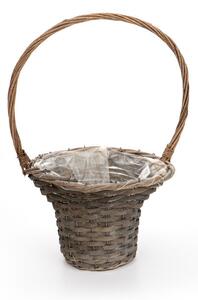 Hasított fa füles kosár szürke 31x21,5x51cm