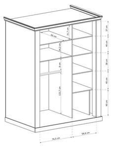 Kétajtós AILISH ruhásszekrény - szélesség 146 cm, arany kraft tölgyfa