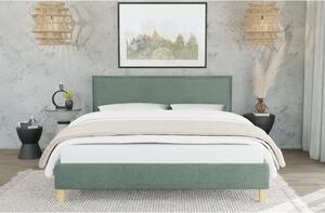 Zöld kárpitozott egyszemélyes ágy ágyráccsal 90x200 cm Tina – Ropez