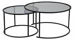 Hanah Home Aurum dohányzóasztal szett, fekete, szürke - 80, 60 - fekete, szürke