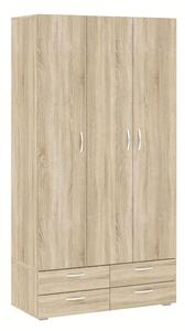 Háromajtós gardróbszekrény 111 cm fiókokkal RICHLAND - sonoma tölgyfa