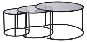 Hanah Home Coffee Table Set Black Grey Aurum - 80, 60, 42 - Fekete, Szürke
