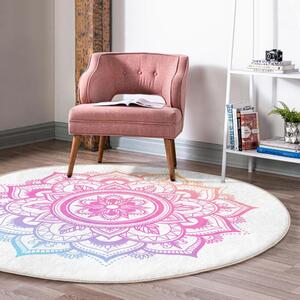 Fehér-rózsaszín mosható-robotporszívóval tisztítható kerek szőnyeg ø 100 cm Comfort – Mila Home