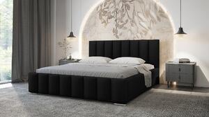 Elegáns kárpitozott ágy 160x200 MADALENA 1 tárolóhellyel - fekete