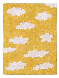 Mustársárga mosható kézi szövésű pamut gyerek szőnyeg 120x160 cm Clouds Mustard – Lorena Canals