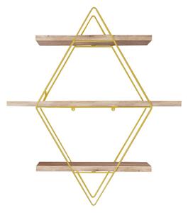 Hanah Home Wall Shelf Gold Brown Prizma Raf, Büyük Boy Salon Tipi