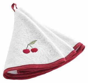 Piros-fehér frottír pamut törölköző 60 cm Cerisette – douceur d'intérieur