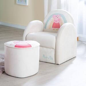 Fehér bársony gyerek fotel Peppa Pig – Roba