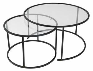 Hanah Home Coffee Table Set Black Black-Transparent-80-60