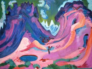 Festmény reprodukció The Amselfluh (Pink & Purple Landscape) - Ernst Ludwig Kirchner, (40 x 30 cm)