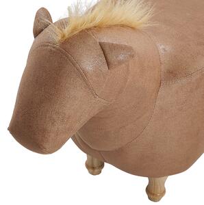 Homokbézs műbőr állatos puff 33 x 50 cm HORSE