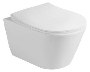 Sanovit SLIM AVVA fali WC + Brilla SLIM L ülőke - perem nélküli - rövid - 49 cm