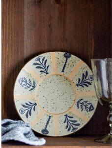 Világoskék-krémszínű desszertes agyagkerámia tányér ø 16 cm Leonie – Bloomingville