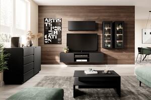 Loftia Mini fali TV-szekrény - fekete/fekete matt