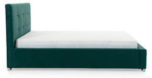 Elderio háloszobai ágy, tárolokkal - 160x200 cm - hidrofób zöld Velúr Monolith 37