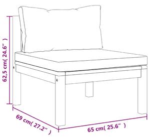 VidaXL elemes akácfa középső kanapé krémfehér párnával