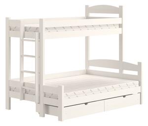 Lovic bal oldali emeletes ágy fiókokkal - fehér, 90x200/120x200