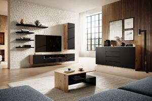 Loftia fali TV-szekrény - artisan-tölgy/fekete matt