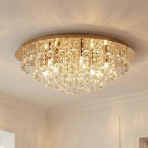 Lindby mennyezeti lámpa Gillion, 8-light, arany, kristály, Ø 55cm, dimmelhető, Sárgaréz / arany, Nappali / Étkező, Kristály, Modern