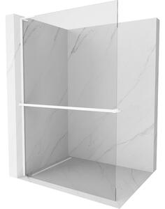 Mexen Kioto+ L, Walk-In zuhanyparaván polccal és akasztóval 50 x 200 cm, 8 mm átlátszó üveg, fehér profil, 800-050-123-20-00