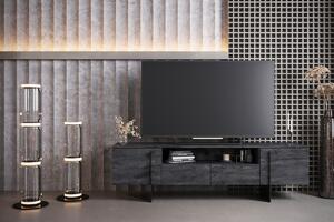 Larena TV-szekrény 200 cm, nyitott polccal - faszén / fekete lábak