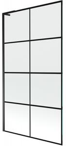 Mexen Next L, 1 szárnyú kádparaván 100 x 150 cm, 6 mm átlátszó üveg-fekete mintás, fekete profil, 895-100-000-03-77-70