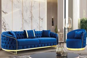 Chicago Gold 3 személyes chesterfield kanapé Kék