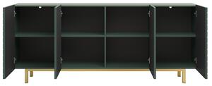 SCALIA II 190 4D négyajtós szekrény - matt sötétzöld / arany keret