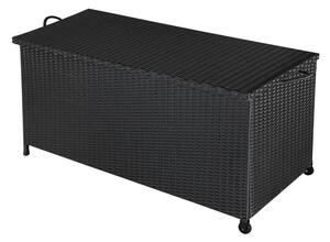 Kerti tárolóláda, polirattan, fekete, 117x53x60 cm