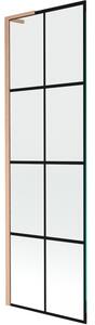 Mexen Next L, 1 szárnyú kádparaván 60 x 150 cm, 6mm átlátszó üveg-fekete mintás, rézprofil, 895-060-000-03-77-65