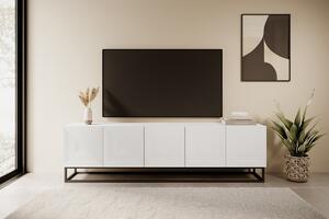 Asha TV-szekrény 200 cm fémlábakon - matt fehér