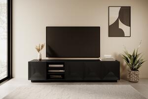Asha polcos TV-szekrény 200 cm - fekete matt