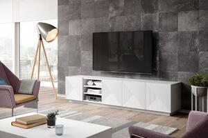 Asha fali TV-szekrény 200 cm, polccal - matt fehér