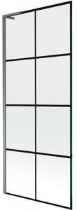 Mexen Next L, 1 szárnyú kádparaván 80 x 150 cm, 6mm átlátszó üveg-fekete mintás, grafit profil, 895-080-000-03-77-95