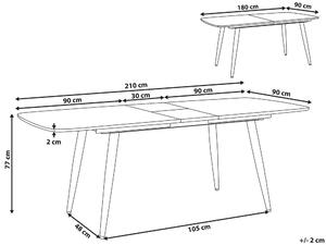 Világos Fa Étkezőasztal 180/210 x 90 cm HAGA