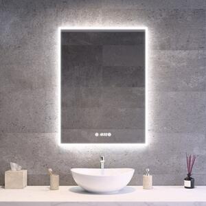 Álló fürdőszobai LED tükör 60x80cm | Páramentesítő funkció - Óra - Fényerő és színhőmérséklet szabályozás | Welland Luxury-Line G771